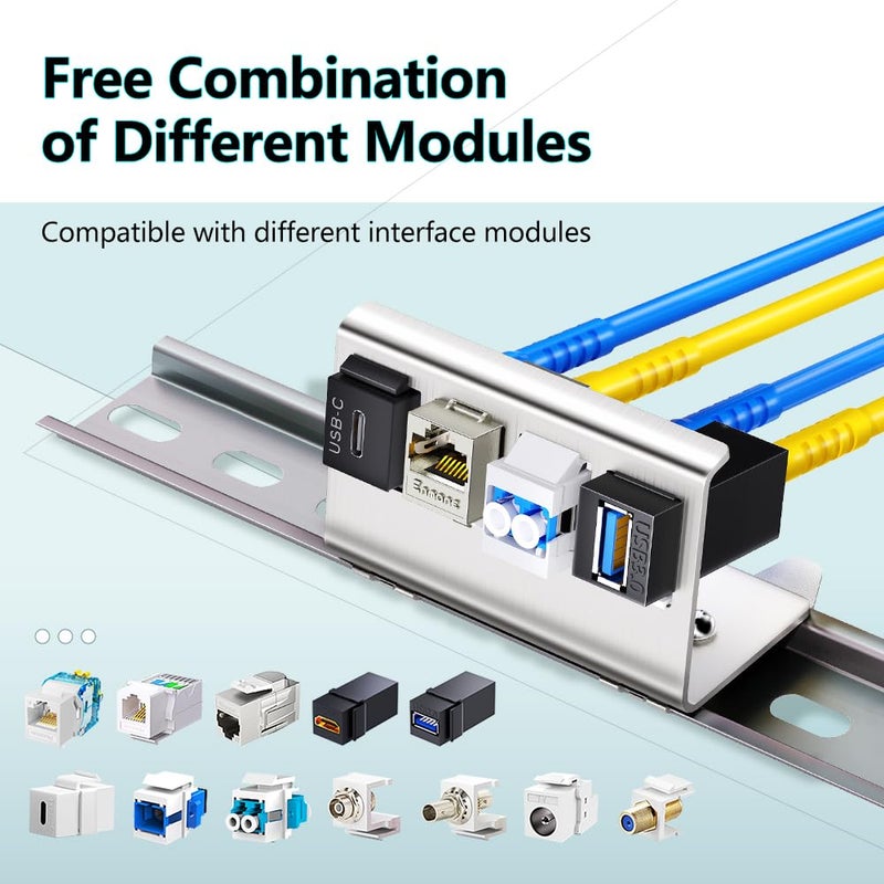 Enmane 4-Port Metal DIN-Rail Mounting Module for Snap-in Keystone Jacks,Attaches to Standard 35 Millimeter (mm) DIN Rail with no Tools - Image 3